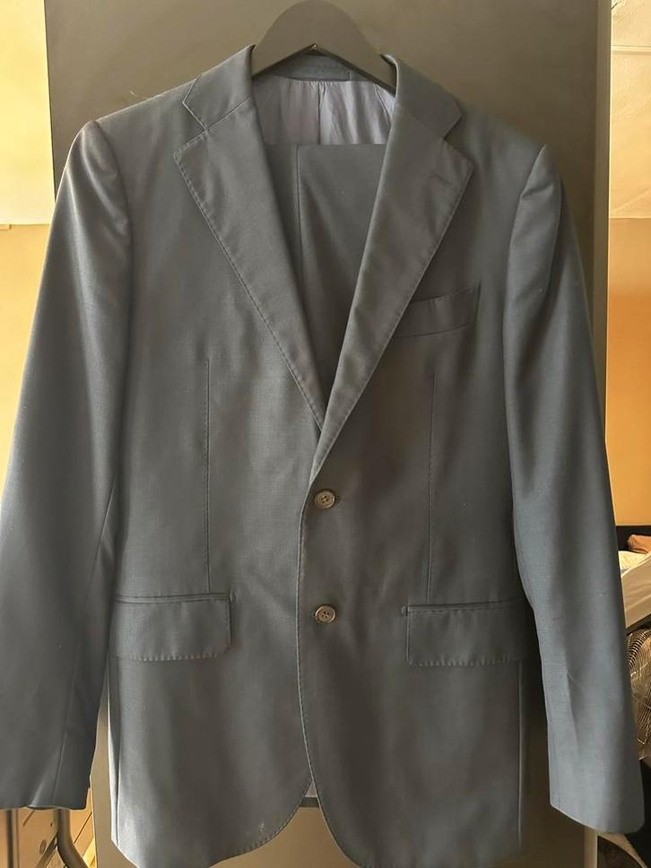 Suit Supply Navy Tailored Fit Lazio Pak maat 98, Kleding | Heren, Kostuums en Colberts, Gedragen, Maat 52/54 (L), Blauw, Verzenden