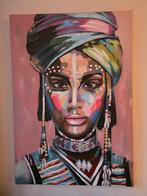 Schilderij Afrikaanse vrouw 100x70x3,5cm, Ophalen, Schilderij, 75 cm of meer