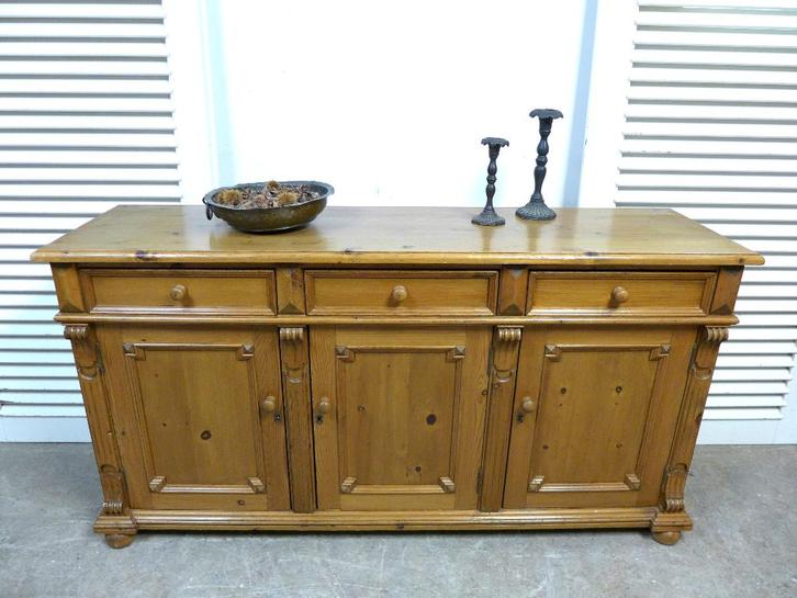 Prachtig landelijk grenen dressoir, Huis en Inrichting, Kasten | Dressoirs, Gebruikt, 150 tot 200 cm, 25 tot 50 cm, Met lade(s)