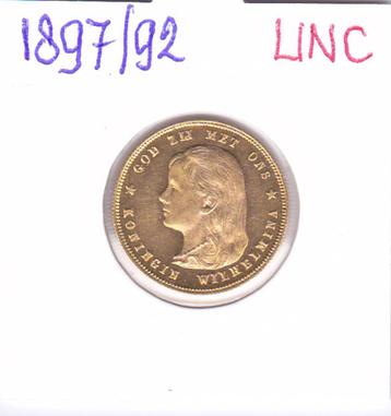 Zeldzaam gouden tientje 1897 / 92 overslag UNC voor 1250 eur beschikbaar voor biedingen