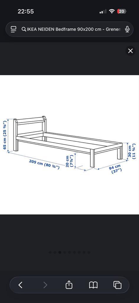 Nieuw IKEA NEIDEN bedframe 90x200 + gratis matras!, Huis en Inrichting, Slaapkamer | Bedden, Nieuw, Eenpersoons, 90 cm, 200 cm