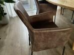 Eettafel stoelen 6, Huis en Inrichting, Stoelen, Ophalen, Gebruikt, Bruin, Leer