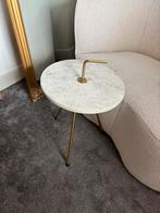 Marmer bijzettafel bijzettafeltje wit goud loods5, Huis en Inrichting, Tafels | Bijzettafels, Minder dan 55 cm, Rond, Zo goed als nieuw