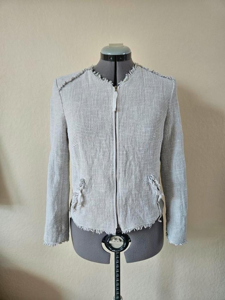 Tweed jasje Marc Cain maat 38 katoen, Kleding | Dames, Jasjes, Kostuums en Pakken, Zo goed als nieuw, Jasje, Maat 38/40 (M), Wit