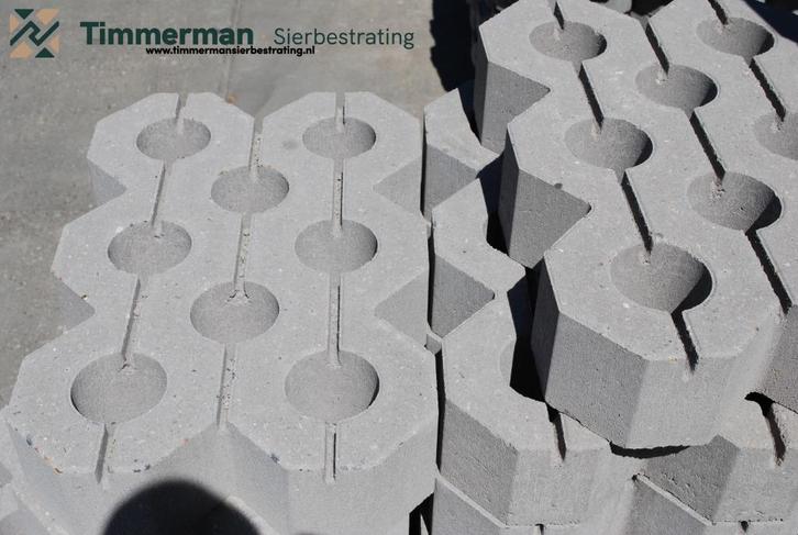 Grasbetontegels 60x40x12, vlakke bovenzijde, rondom hol-dol, Tuin en Terras, Tegels en Klinkers, Nieuw, Overige typen, Beton, Ophalen of Verzenden