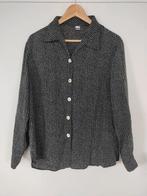 Zwarte cupro blouse met grafische print Tru 40, Maat 38/40 (M), Zwart, Ophalen of Verzenden, Zo goed als nieuw