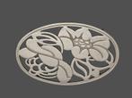 Italiaanse verzilverde onderzetter , bloemenmotief., Ophalen of Verzenden, Zo goed als nieuw, Pot of Pan