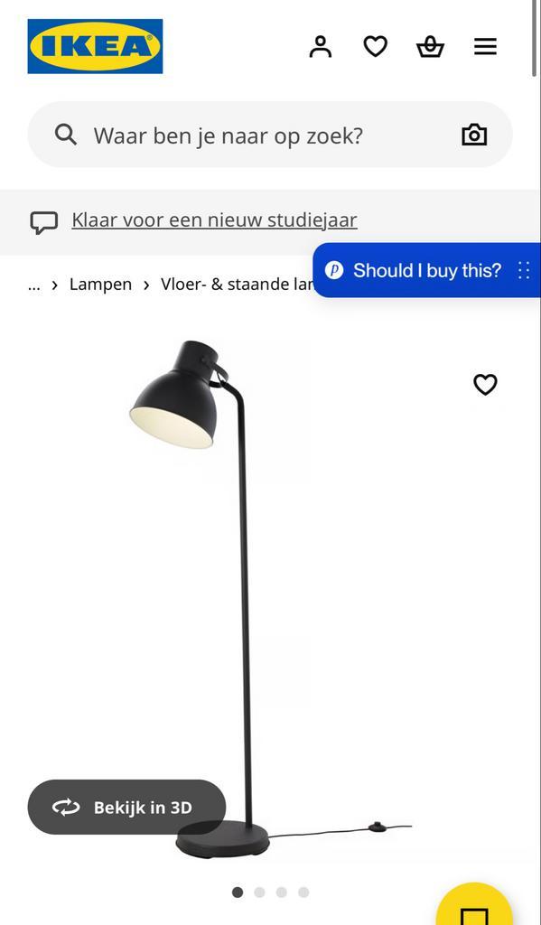IKEA Hektar Vloerlamp - Industrieel Design, Huis en Inrichting, Lampen | Vloerlampen, Zo goed als nieuw, 100 tot 150 cm, Metaal