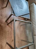 2 x bijzettafel , leisteen of glazen blad samen, 45 tot 60 cm, Minder dan 55 cm, Rond, Ophalen of Verzenden