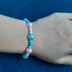 Roze & Blauwe Kralen Armband, Nieuw, Ophalen of Verzenden, Elastiek, Roze