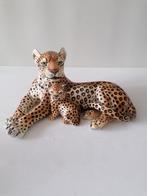 Italiaans Ronzan porseleinen beeld v/e panter moeder + jong, Antiek en Kunst, Ophalen of Verzenden