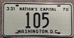WASHINGTON DC 1970 USA nummerplaat kentekenplaat #105, Nieuw, Auto's, Ophalen of Verzenden