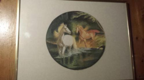 pastel krijt gravure paarden prachtig!!, Antiek en Kunst, Kunst | Tekeningen en Foto's, Ophalen