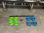 Halterstang halter stang met gewichten 30 mm, Sport en Fitness, Fitnessmaterialen, Gebruikt, 30 mm, Halterstangen, Met schijven