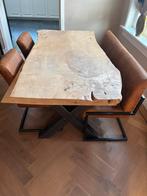 Complete eettafel set boomstam tafel met stoelen en bank, Ophalen, Zo goed als nieuw