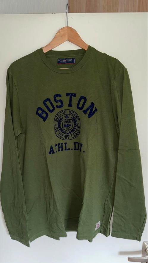 River Woods longsleeve XL – Boston opdruk, Kleding | Heren, T-shirts, Zo goed als nieuw, Maat 56/58 (XL), Blauw, Ophalen of Verzenden