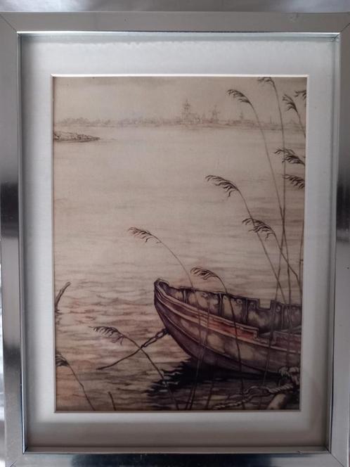 Anton pieck prent in lijst vergezicht op Gorinchem, Gorcum, Antiek en Kunst, Kunst | Tekeningen en Foto's, Ophalen of Verzenden