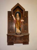 Zeer zeldaam antiek houten kerk altaar 90/50 cm met beeld, Antiek en Kunst, Antiek | Religie, Ophalen of Verzenden