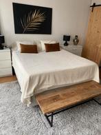 BED 2 persoons boxspring, Ophalen, Gebruikt, Beige, Tweepersoons