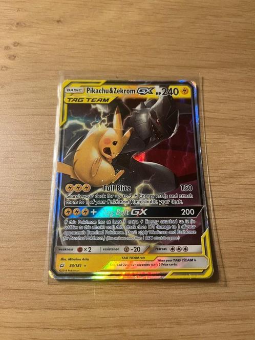 Pikachu & Zekrom GX - Team up - 33/181 - PL/LP, Hobby en Vrije tijd, Verzamelkaartspellen | Pokémon, Gebruikt, Losse kaart, Foil