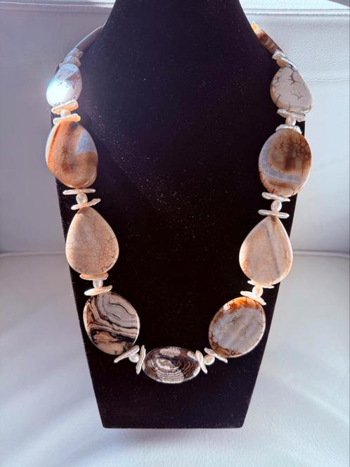 Zoetwaterparels en (half)edelsteen, Sieraden, Tassen en Uiterlijk, Kettingen, Nieuw, Steen of Mineraal, Overige kleuren, Met edelsteen