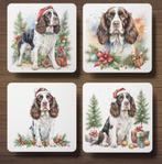 Engelse Springer Spaniel Kerst onderzetters met houder, Ophalen of Verzenden, Nieuw, Glas of Kopje