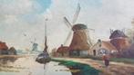 Schilderij 2 Jan v d Ven molen boot hol.landschap mei 1924, Antiek en Kunst, Kunst | Schilderijen | Klassiek, Ophalen
