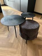 Set salontafeltjes inclusief poef van LABEL 51, Huis en Inrichting, Ophalen, 50 tot 100 cm, Rond, Zo goed als nieuw