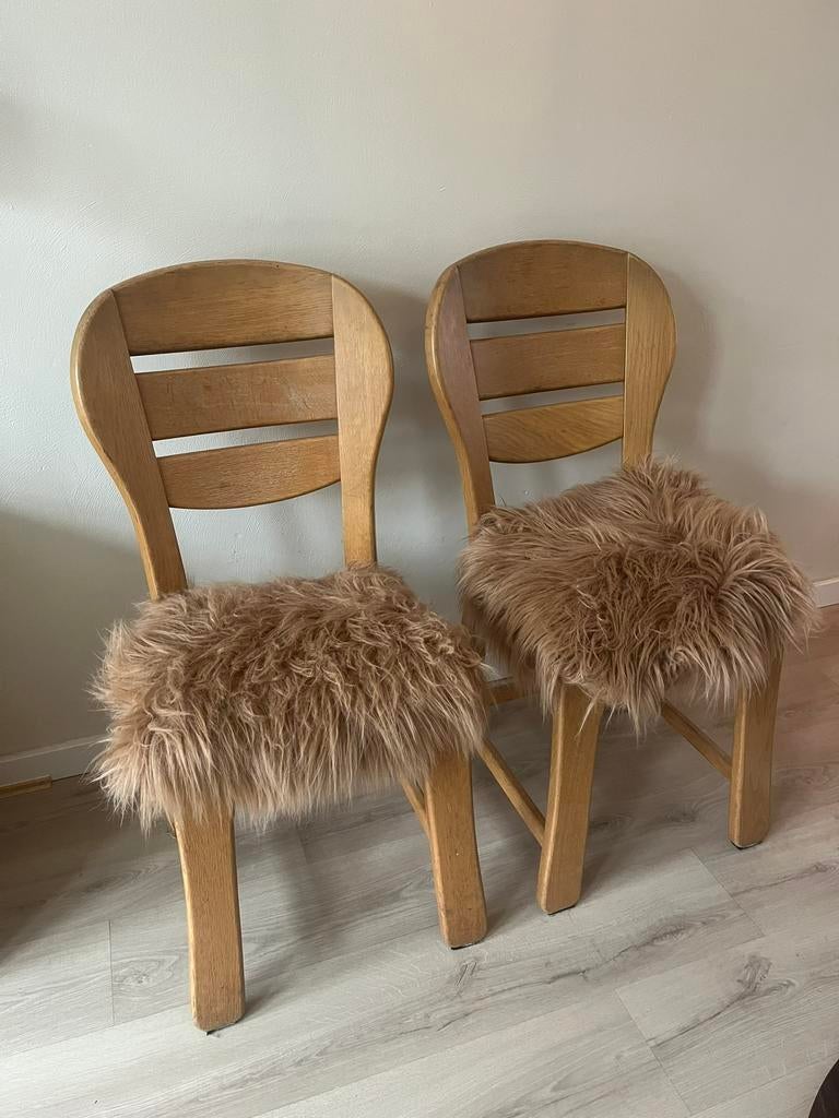 2 houten stoelen eettafel eetkamer eethoek vintage, Ophalen, Twee, Bruin, Zo goed als nieuw