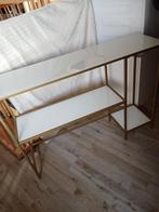 Sidetable goud/wit, Huis en Inrichting, Tafels | Sidetables, Ophalen, 100 tot 150 cm, Glas, Zo goed als nieuw