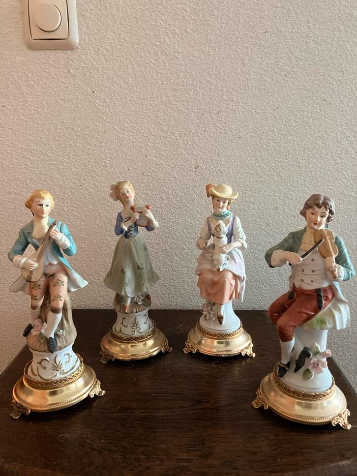Antieke Porseleinen Beeldjes - Muzikanten Set, Antiek en Kunst, Antiek | Porselein, Ophalen of Verzenden