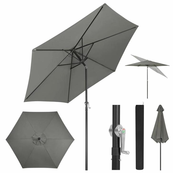 Buigbare Zeshoekige Parasol - UV bestendig, Tuin en Terras, Parasols, Nieuw, Stokparasol, 2 tot 3 meter, Kantelbaar, Verstelbaar