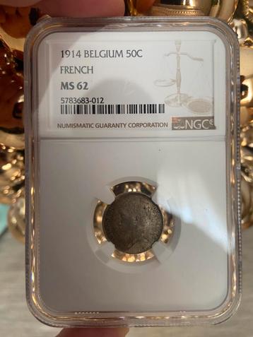 2 slabs ngc zeldzame 50c belgie zilver ms62 au58 beschikbaar voor biedingen