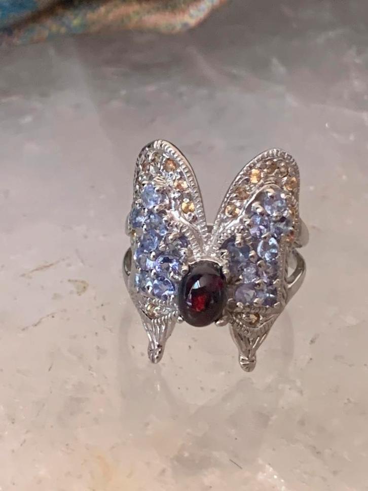 Tanzaniet edelopaal opaal vlinder beschermt geluk eyecatcher, Sieraden, Tassen en Uiterlijk, Ringen, Nieuw, Dame of Heer, 17 tot 18