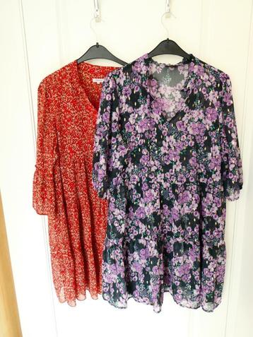 2x vrolijke gebloemde tuniek van Zizzi en Paprika, maat 48 beschikbaar voor biedingen