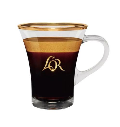 L'or lungo glas, koffie glas, koffie mok, senseo mok, Huis en Inrichting, Keuken | Servies, Zo goed als nieuw, Glas of Glazen