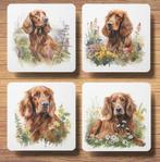 Ierse Setter Aquarel onderzetters met houder, Ophalen of Verzenden, Nieuw, Glas of Kopje