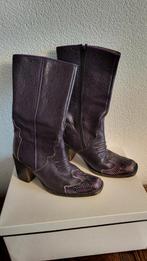 Joep: Paarse leren laarzen, maat 38,5, Blauw, Lage of Enkellaarzen, Gedragen, Joep