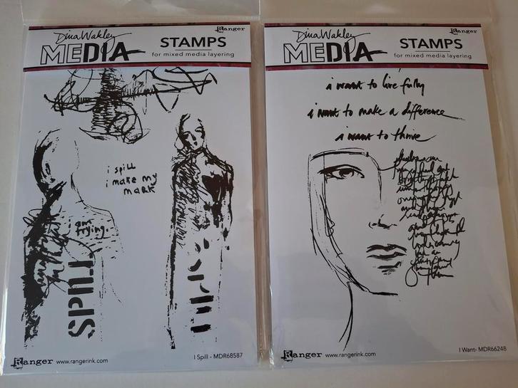 Twee nieuwe stempels van Dina Wakley, Hobby en Vrije tijd, Stempelen, Nieuw, EZ-mounted stempel, Ophalen of Verzenden