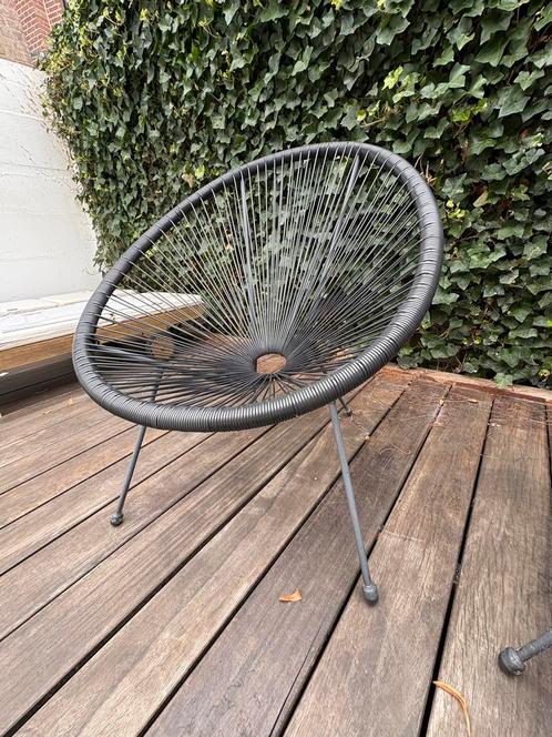 Stoel Haïti Zwart - Wicker Design, Huis en Inrichting, Stoelen, Zo goed als nieuw, Eén, Metaal, Zwart, Ophalen