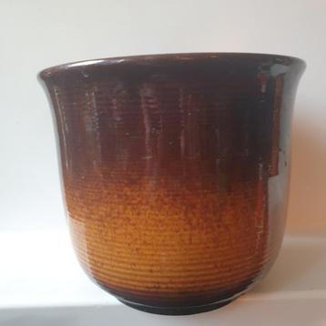Vintage Bloempot W-Germany Bruin beschikbaar voor biedingen