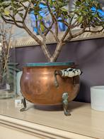 Grote antiek koperen pot bloempot met Delft Blau vintage, Antiek en Kunst, Antiek | Koper en Brons, Ophalen of Verzenden, Koper