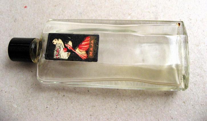 Vintage art deco parfumflesje Maja Myrurgia, Verzamelen, Parfumverzamelingen, Gebruikt, Miniatuur, Ophalen of Verzenden