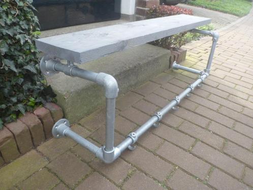 Industriële KAPSTOK 113 cm breed WANDKAPSTOK 5 haken + stok, Huis en Inrichting, Woonaccessoires | Kapstokken, Gebruikt, Wandkapstok