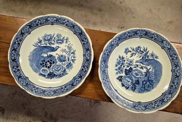 2 Royal Sphinx Delft Blauw Borden - Pauw Motief beschikbaar voor biedingen