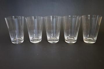 vintage mid century geslepen glas water sap 5x streep beschikbaar voor biedingen