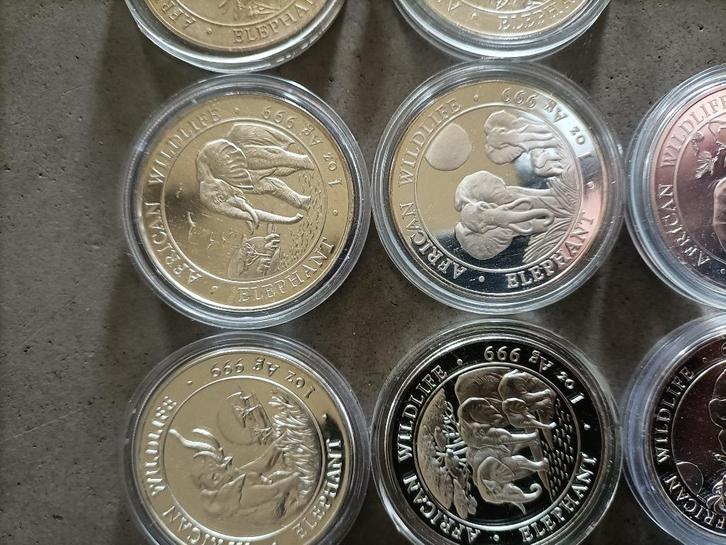 Prachtige serie Somatische oliefant. 15 stuks, Postzegels en Munten, Munten | Afrika, Setje, Overige landen, Zilver, Ophalen of Verzenden