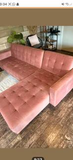 Velvet hoekbank met slaap functie, Ophalen of Verzenden, Zo goed als nieuw, Vierpersoons of meer
