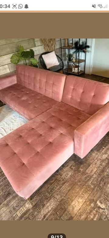 Velvet hoekbank met slaap functie beschikbaar voor biedingen