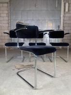 4x Gispen 201 stoel, Huis en Inrichting, Stoelen, Blauw, Vier, Gebruikt, Vintage